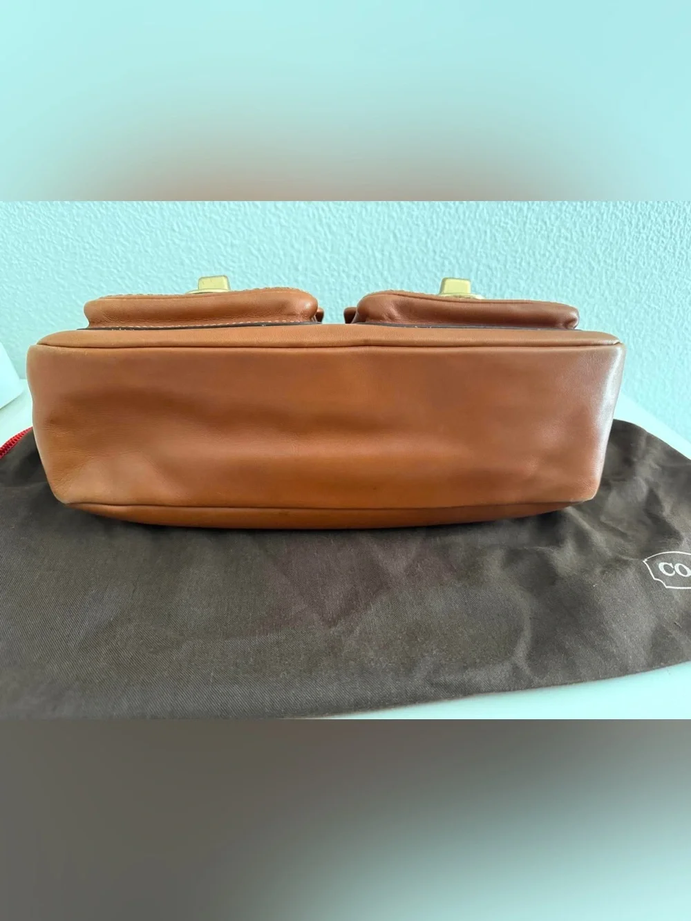 RARE Vintage Coach Legacy Turnlock Shoulder Bag Whiskey Leather Mint F12868